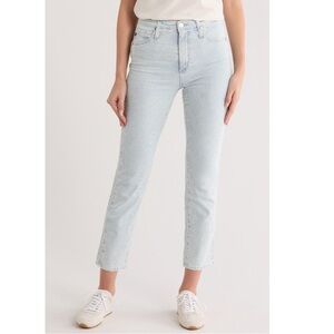 AG Isabelle Stripe High Waist Side Panel Ankle Skinny Jeans Light Wash Sz 31/ 10